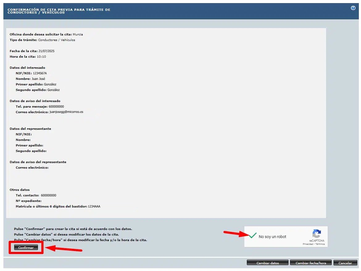 Confirmación cita DGT